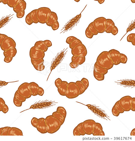Hand drawn decorative bread sramless pattern 39617674