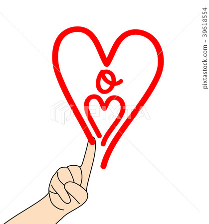 Love mom icon with child hand.  39618554