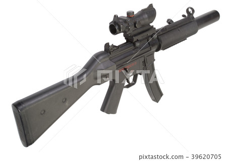 submachine gun MP5 with silencer isolated submachine gun MP5 with silencer isolated 39620705