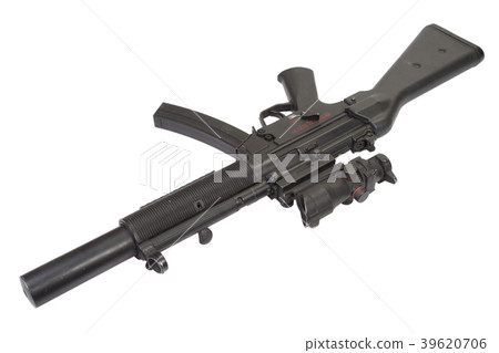 submachine gun MP5 with silencer isolated submachine gun MP5 with silencer isolated 39620706