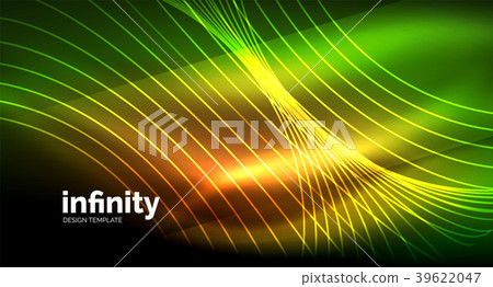 Abstract wave on dark background, shiny glowing 39622047