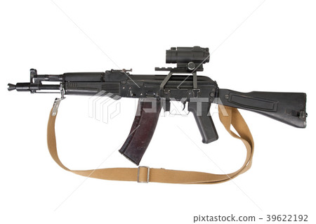 kalashnikov rifle with optic sight on white kalashnikov rifle with optic sight on white 39622192
