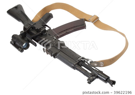 kalashnikov rifle with optic sight on white kalashnikov rifle with optic sight on white 39622196