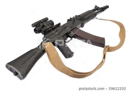 kalashnikov rifle with optic sight on white kalashnikov rifle with optic sight on white 39622202