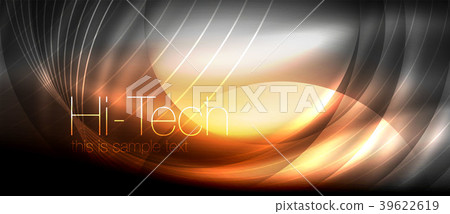 Glossy light effect neon glowing waves, shiny Glossy light effect neon glowing waves, shiny 39622619