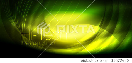 Glossy light effect neon glowing waves, shiny 39622620
