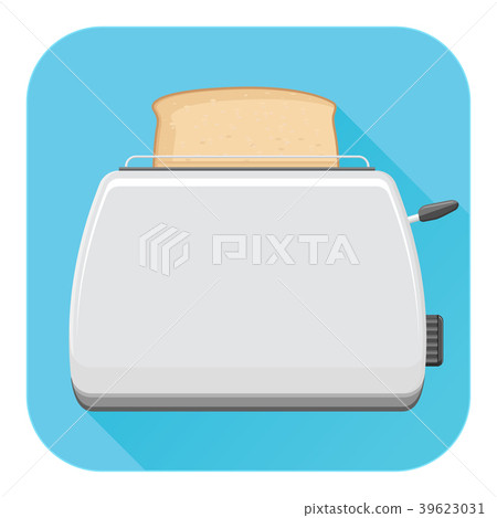 Toaster. Flat design. Blue square icon 39623031