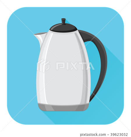 Kettle. Flat design. Blue square icon 39623032
