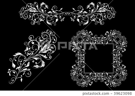 Floral decorative frame and ornaments. Wedding 39623098