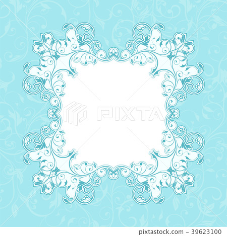 Blue floral decorative frame. Filigree branch 39623100