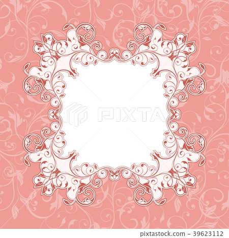 Pink floral background with frame 39623112