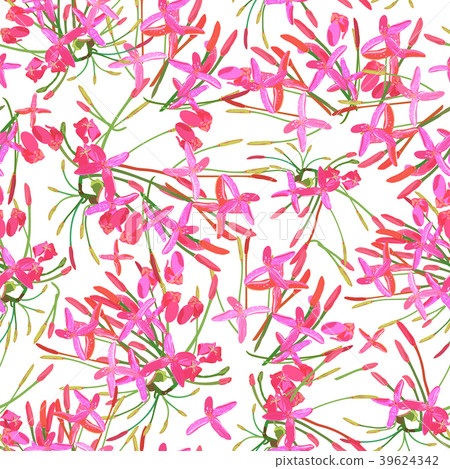 Tropical red pink  flowers seamless patter 39624342