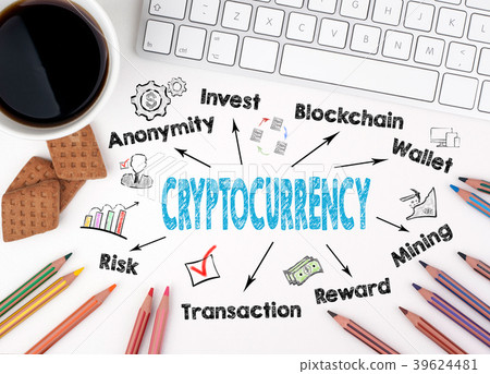 cryptocurrency concept. Chart with keywords and icons cryptocurrency concept. Chart with keywords and icons 39624481