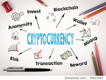 cryptocurrency Concept. Chart with keywords and icons on white background cryptocurrency Concept. Chart with keywords and icons on white background 39624482