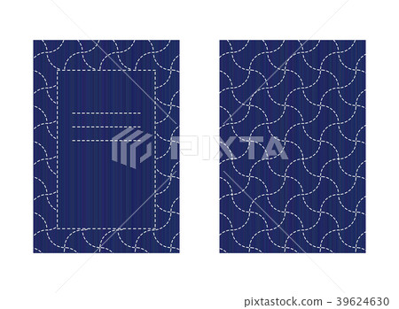 Two-sided Sashiko card isolated on white Stitching Two-sided Sashiko card isolated on white Stitching 39624630