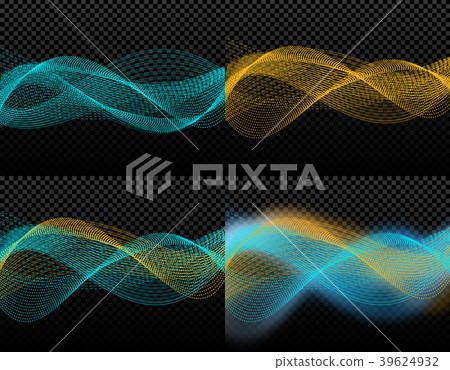 Four card. Light effects. Abstract discrete waves 39624932