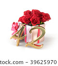 birthday concept with red roses in gift isolated 39625970