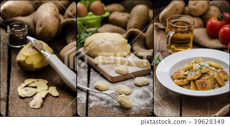 Peeling potatoes for gnocchi dougn on 39628349