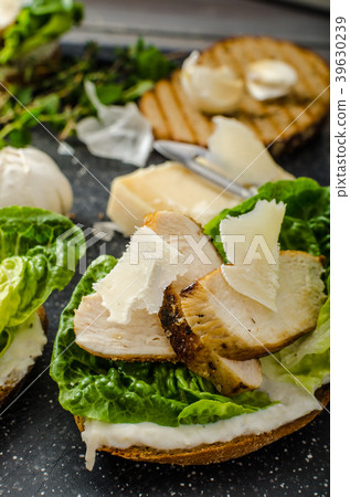 Ceasar salad on panini toast 39630239