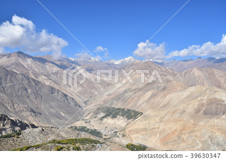 Himalayan mountainous area of India Kinaul Valley beautiful mountain and village steep mountain road 39630347