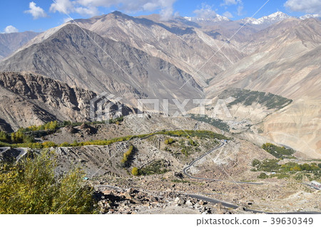 Himalayan mountainous area of India Kinaul Valley beautiful mountain and village steep mountain road 39630349