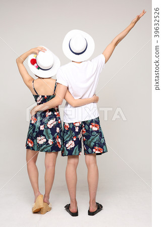 Happy young traveler couple concept photo. set out on a trip to honeymoon, camping and summer vacation concept isolated on white background. 460 Happy young traveler couple concept photo. set out on a trip to honeymoon, camping and summer vacation concept isolated on white background. 460 39632526