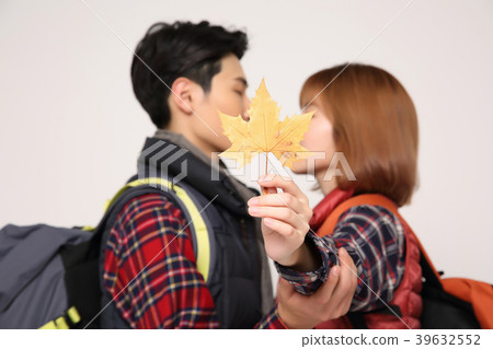 Happy young traveler couple concept photo. set out on a trip to honeymoon, camping and summer vacation concept isolated on white background. 391 Happy young traveler couple concept photo. set out on a trip to honeymoon, camping and summer vacation concept isolated on white background. 391 39632552