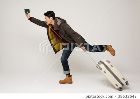 Happy young traveler couple concept photo. set out on a trip to honeymoon, camping and summer vacation concept isolated on white background. 360 Happy young traveler couple concept photo. set out on a trip to honeymoon, camping and summer vacation concept isolated on white background. 360 39632642
