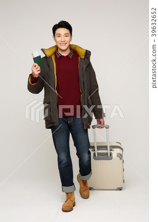 Happy young traveler couple concept photo. set out on a trip to honeymoon, camping and summer vacation concept isolated on white background. 361 Happy young traveler couple concept photo. set out on a trip to honeymoon, camping and summer vacation concept isolated on white background. 361 39632652