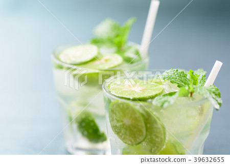 Glass of iced lemonade soda,cold drink in summer Glass of iced lemonade soda,cold drink in summer 39632655