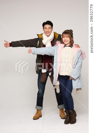 Happy young traveler couple concept photo. set out on a trip to honeymoon, camping and summer vacation concept isolated on white background. 266 Happy young traveler couple concept photo. set out on a trip to honeymoon, camping and summer vacation concept isolated on white background. 266 39632779
