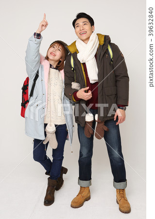 Happy young traveler couple concept photo. set out on a trip to honeymoon, camping and summer vacation concept isolated on white background. 244 Happy young traveler couple concept photo. set out on a trip to honeymoon, camping and summer vacation concept isolated on white background. 244 39632840