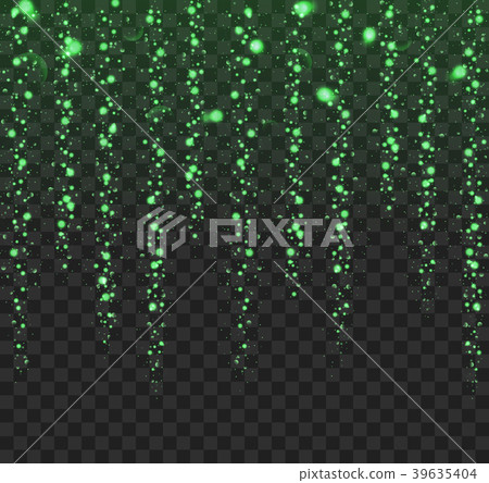Glowing lights green glitter isolated on a black b 39635404