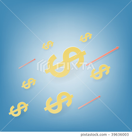 Gold dollar sign and arrow arrow growing up vector 39636003