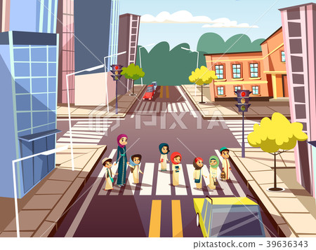 Street pedestrians vector cartoon illustration of Street pedestrians vector cartoon illustration of 39636343