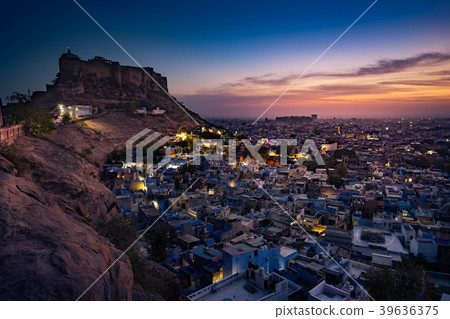 Mehrangarh Fort during sunset Mehrangarh Fort during sunset 39636375
