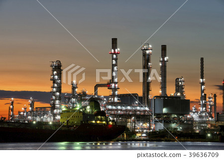 Refinery industry and boat in Morning Refinery industry and boat in Morning 39636709
