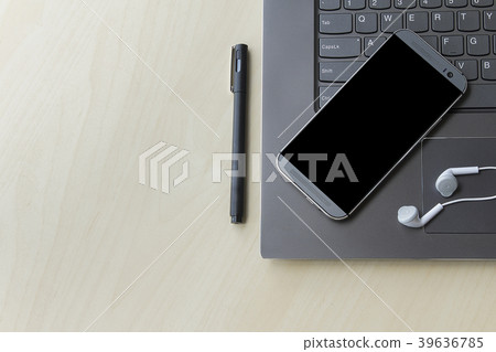 Grey stylish modern laptop top-down view Grey stylish modern laptop top-down view 39636785