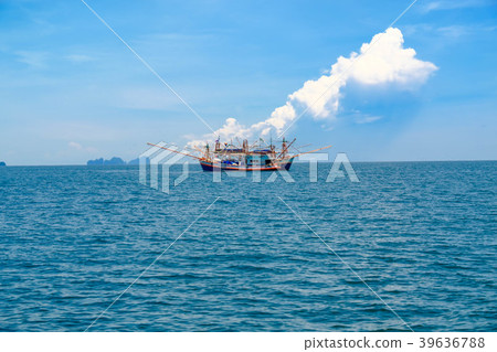 Fishermen sail their longtail boats out to sea for Fishermen sail their longtail boats out to sea for 39636788