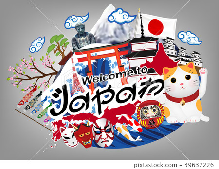 welcome to japan logo with japan object & landmark 39637226