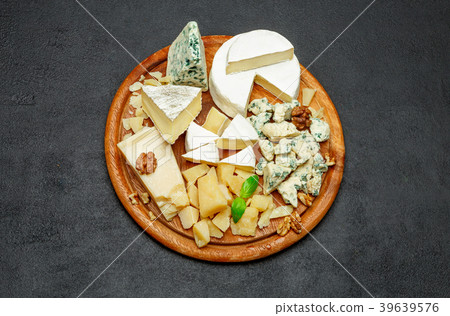 Cheese plate with Assorted cheeses Camembert, Brie 39639576
