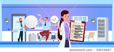 Hospital Ward With Female Nurse Holding Clapboard Hospital Ward With Female Nurse Holding Clapboard 39639667