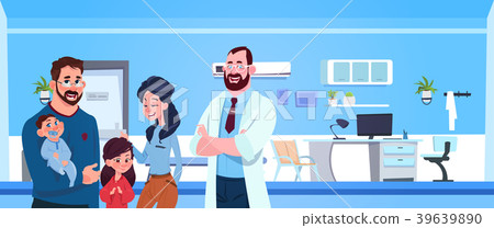 Family Doctor With Happy Parents And Kids Over 39639890