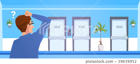 Pondering Man In Hospital Choosing Dortor Office 39639952