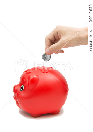 Savings, hands, coins, piggy bank 39641636