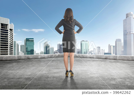 Back view of asian business woman with hand Back view of asian business woman with hand 39642262