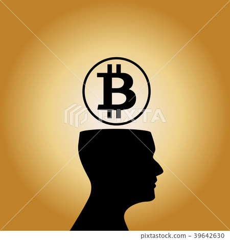 Human head silhouette  with sign of bitcoin above 39642630
