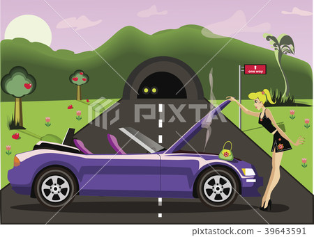 Girl on the road concept. Girl on the road concept. 39643591