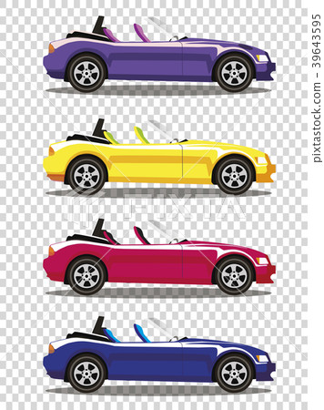 Set of modern cartoon colored cabriolet cars Set of modern cartoon colored cabriolet cars 39643595