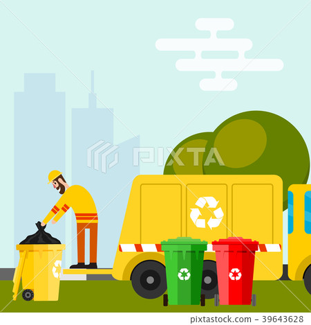 Waste recycling vector garbage process factory - Stock Illustration ...